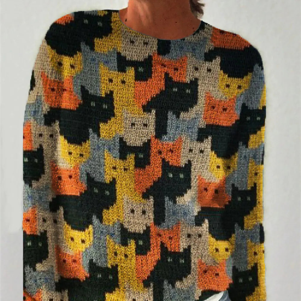 Printed Crew Neck Sweatshirt for Women