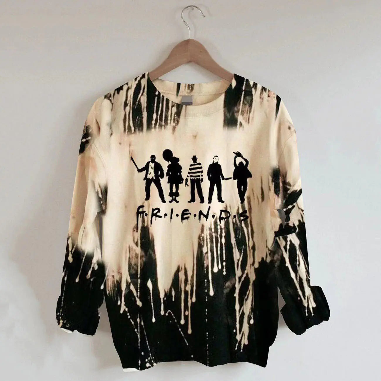 Printed Black and White Skeleton Sweater