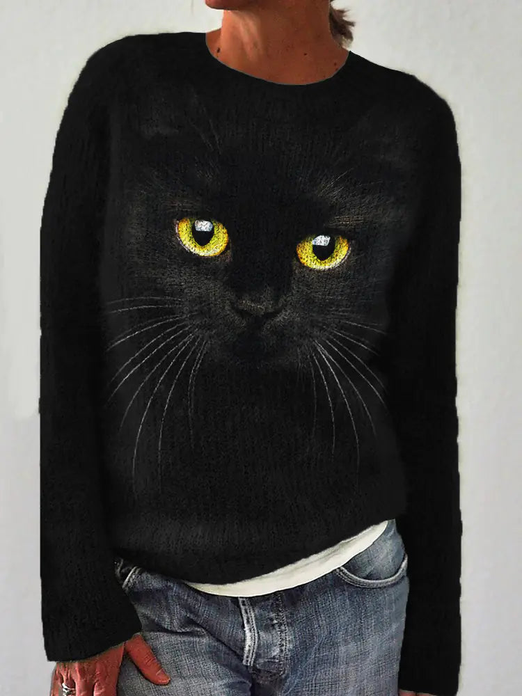 Printed Crew Neck Sweatshirt for Women