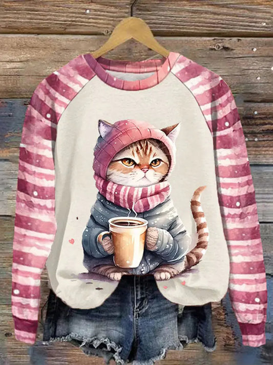 Printed Crew Neck Sweatshirt for Women