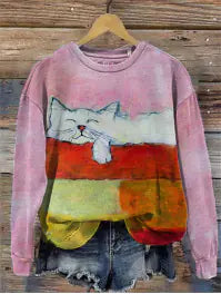 Printed Crew Neck Sweatshirt for Women