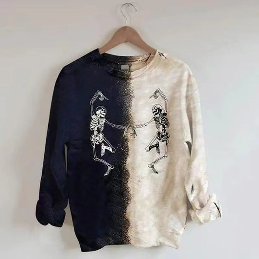 Printed Black and White Skeleton Sweater