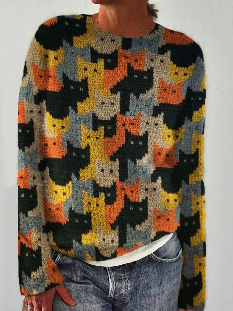 Printed Crew Neck Sweatshirt for Women